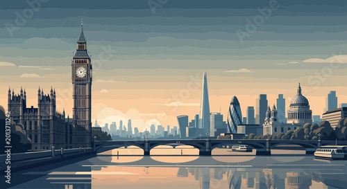 Bild auf Leinwand Big Ben and Houses of Parliament along the River Thames in London