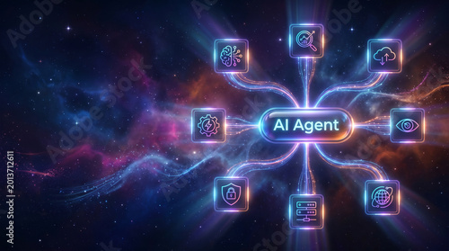 AI agentic workflow automation artificial intelligence agent software interface nodes triggers data tool dashboard coding icon flow process database technology