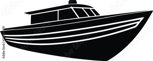 Fotografía Motorboat watercraft transport icon silhouette