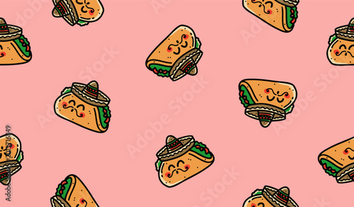 Cute taco pattern background vector design