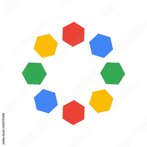colorful hexagonal shapes arranged in a ring 