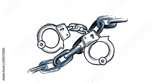 Photos Handcuffs and Chain Illustration - Symbolizing Arrest, Incarceration, and Restri