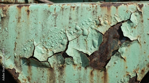 Rusty Peeling Green Metal Surface Texture Close Up Background