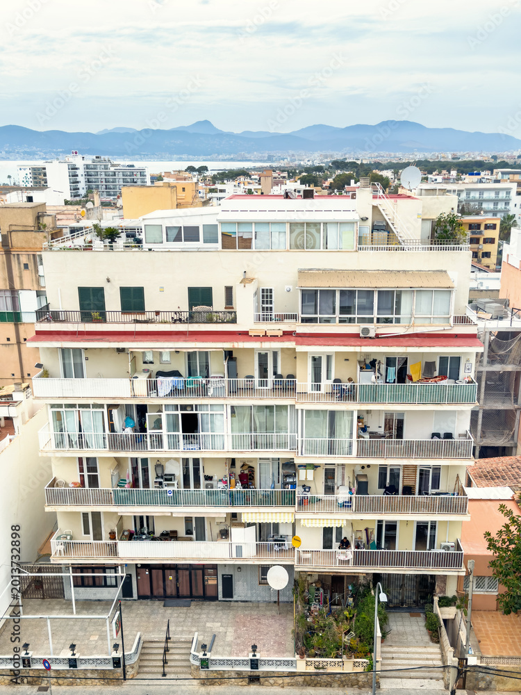 Naklejka premium View at a apartment house with balconies in a city