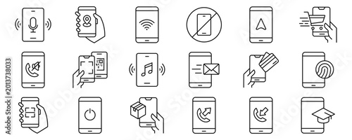Konstfotografi Minimalist Smartphone outline icons set with editable stroke
