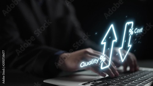Business concept showing cost reduction and quality increase using Lean, Six Sigma, and Total Quality Management (TQM) to enhance efficiency, value, and customer satisfaction. Muxer