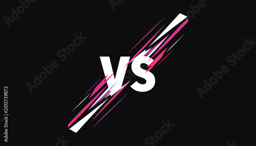 White vs text with pink and purple streaks on black background versus white text pink streaks