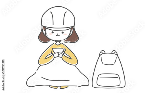 避難所で一息つく女性