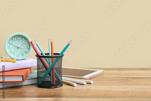 Holder with color pencils, ...