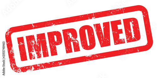Red rubber stamp vector with improved text impression isolated on transparent background