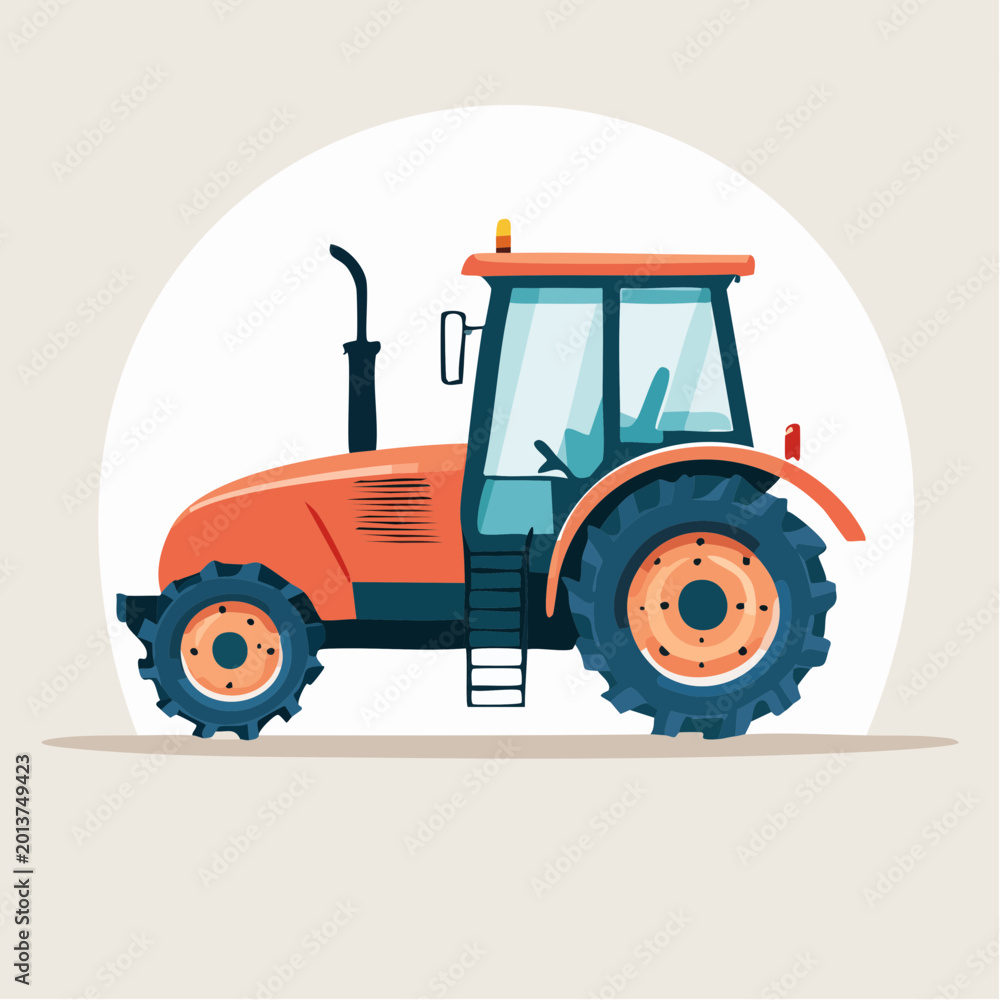 Obraz premium Orange Tractor Illustration