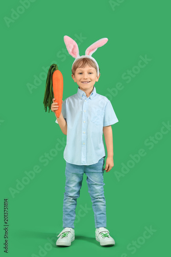 Cute little boy in bunny ea...