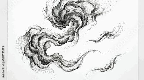 Fotografie Abstract swirling smoke or cloud formation made of stippling