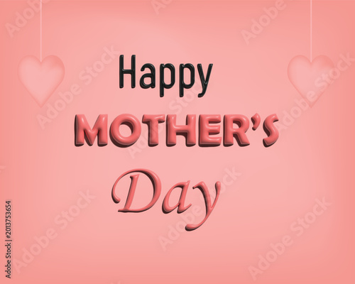 Happy Mother’s Day Typography Design with Pink Hearts and Pastel Background for Greeting Cards Social Media Posters and Celebration Banners