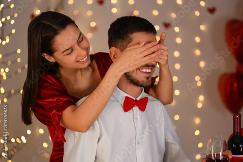 Young couple at home on Valentine's Day