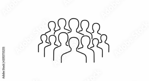 A group of stylized human figures in a clustered formation