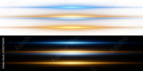 Abstract lights lines, vector laser beams. Glowing streaks on black and png background. Luminous neon lines isolated on transparent background.