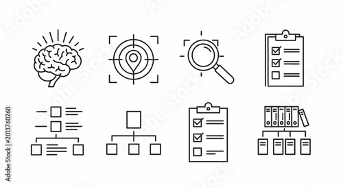 Business strategy and planning icons.