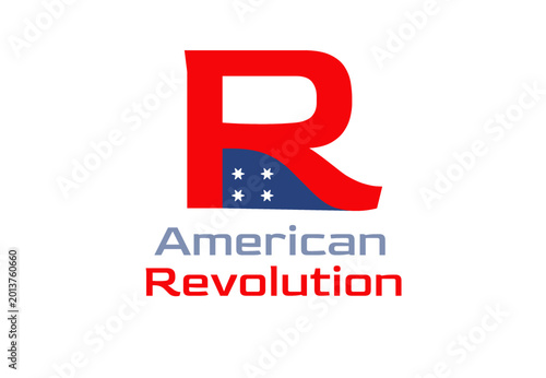 American Revolution Stylized Letter R with Patriotic Flag Elements
