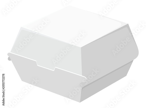 Blank White Cardboard Burger Box Mockup Vector Illustration