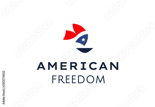 American Freedom Abstract Vector Graphic with Star and Patriotic Colors