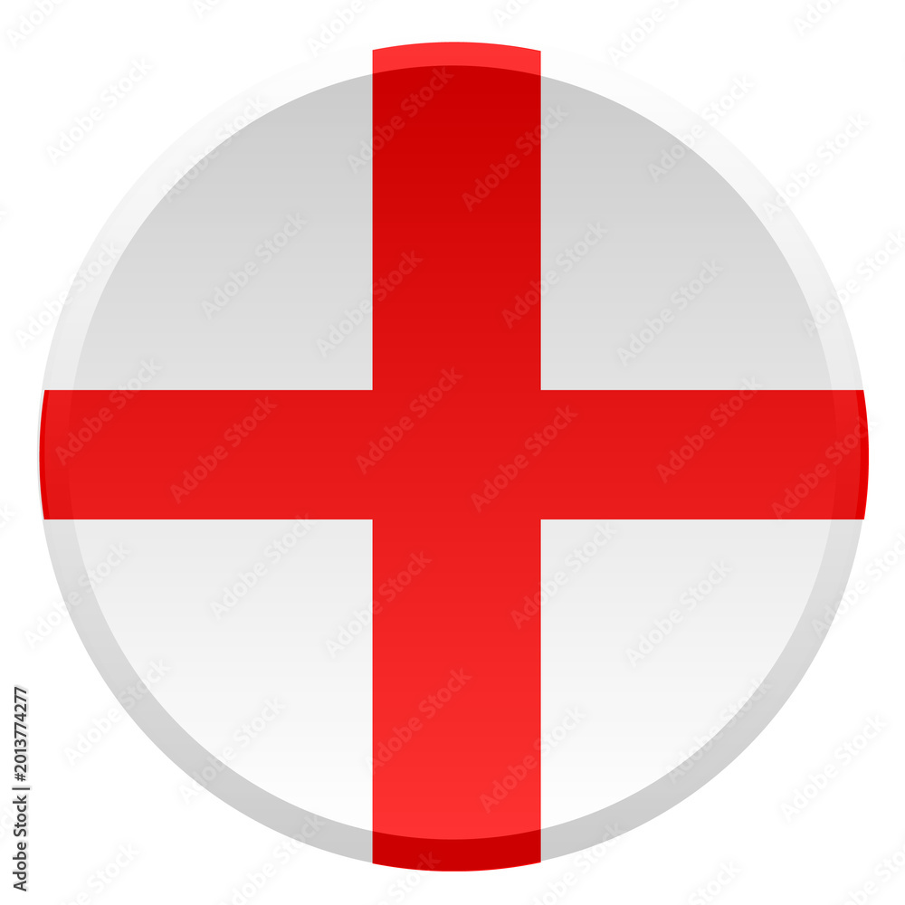 Obraz premium England Flag Round Disc and 3D Glossy Button Icon