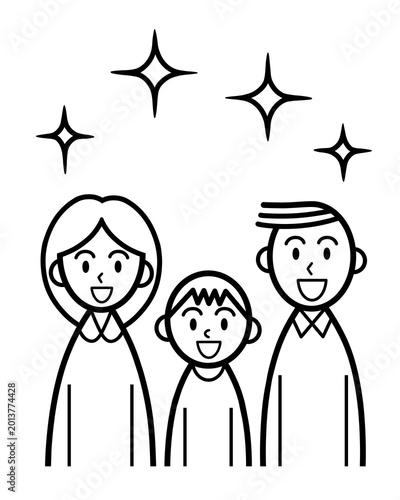 line art of family smiling and shining