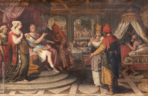 Tableau sur toile BERGAMO, ITALY - MARCH 18, 2026: The painting of scene from life of King David in the church Chiesa di San Leonardo by unknown artist from 17