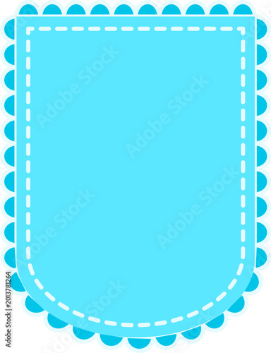 Blank blue banner with scalloped edge
