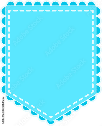 Blue decorative banner with scalloped edge