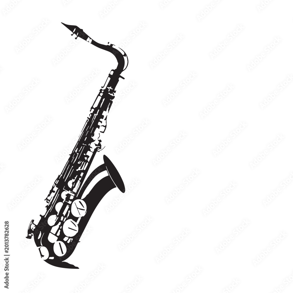 Obraz premium Black saxophone Silhouette Vector, High Quality Illustration on White Background