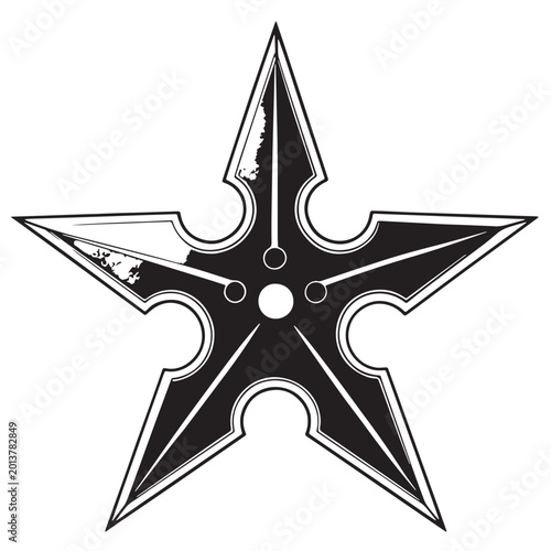 Fényképezés Black shurikenjutsu japan throwing stars ninja Silhouette Vector, High Quality I