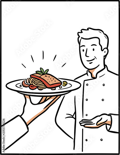 Handdrawn Restaurant Kitchen Teamwork