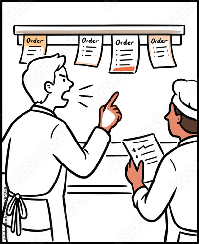 Handdrawn Restaurant Kitchen Teamwork