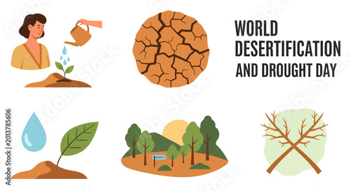 Obraz na płótnie Graphics depicting World Desertification and Drought Day including cracked earth