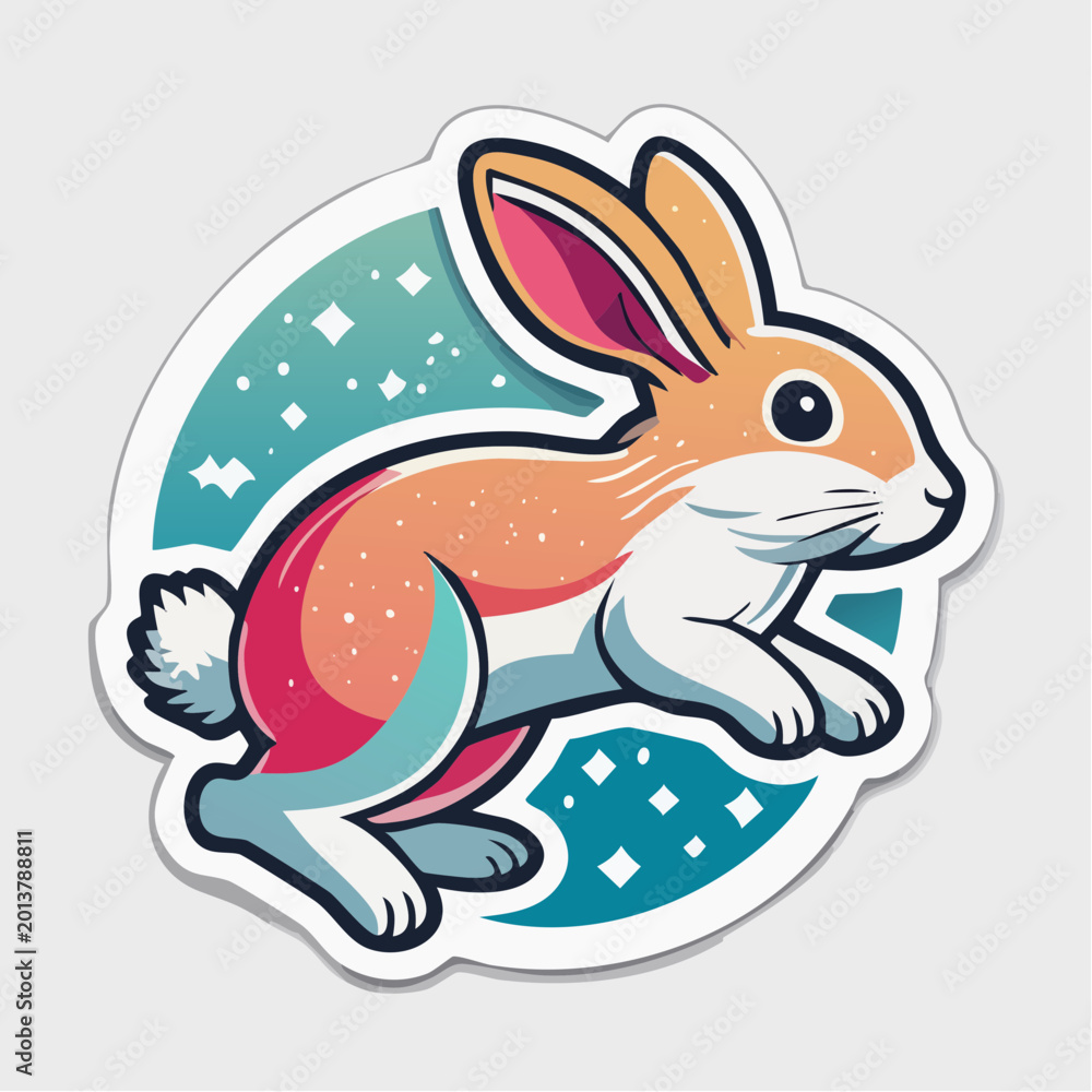 Obraz premium Cute Cartoon Rabbit Sticker