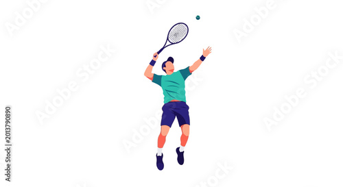 Fotografia Tennis Player Serving Ball Action Illustration