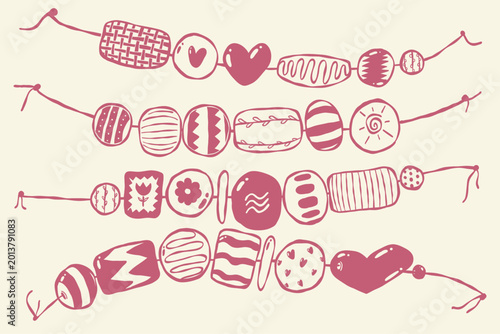 Bild auf Leinwand Polymer clay bead bracelet collection with handmade boho jewelry charms