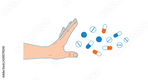 Tableau sur toile Hand stops pills and capsules
