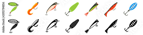Foto Fishing baits icon. Fishing lure