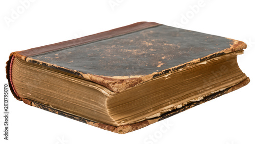 Foto Isolated old antique book with aged pages, worn cover, and historical charm