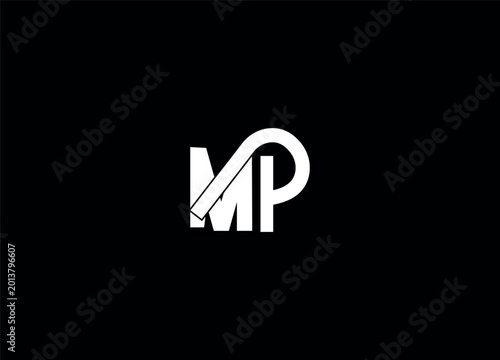 MP Alphabet letters Initials Monogram logo  design 