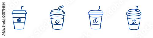 Vector line art of takeaway coffee cup. Vector, illustration, minimalist, icon, icon set, line art