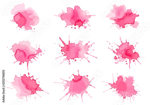 Elegant watercolor splash designs combining bright magenta tones with soft dreamy artistic diffusion effects.
