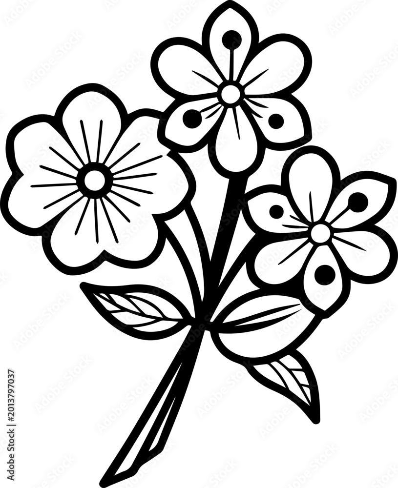 Obraz premium SVG vector illustration of minimalist wedding flowers. Simple Line Art of Flower Arrangement in Vase Design