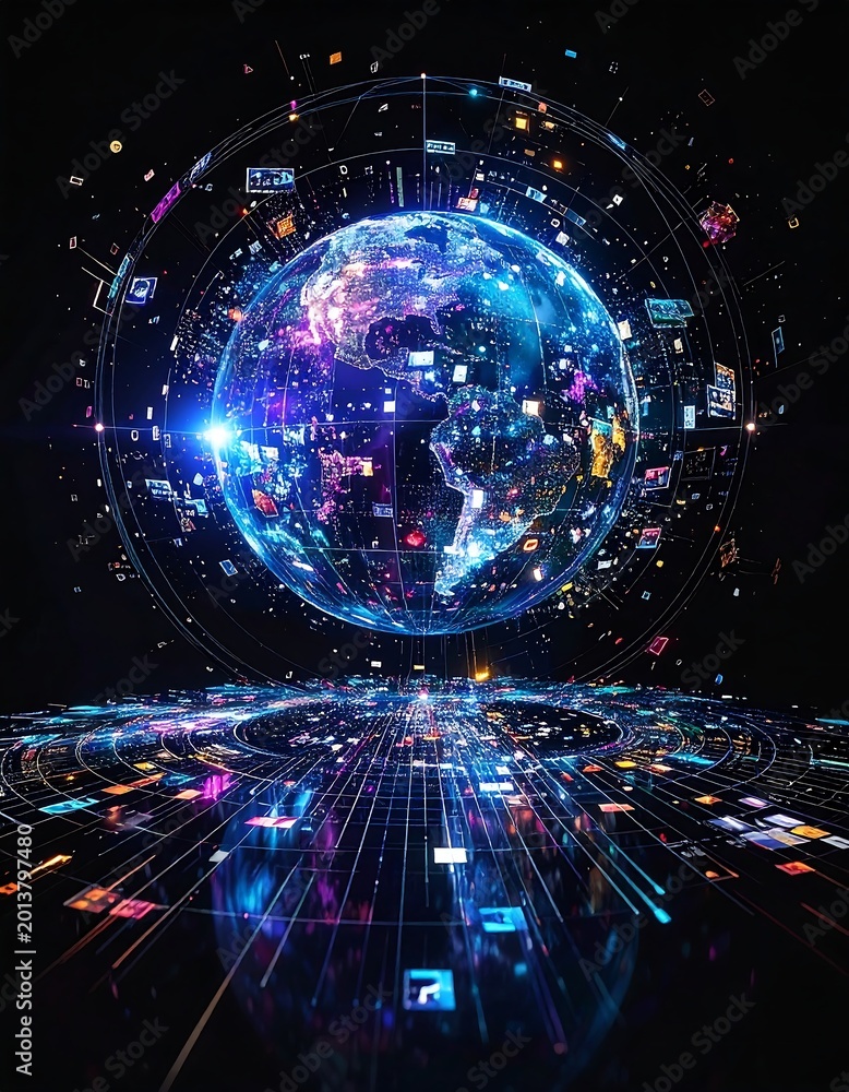 Obraz premium Futuristic Global Network Technology Concept.