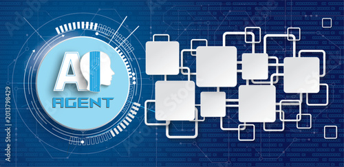 AI Agent Data Abstract White Nodes Squares