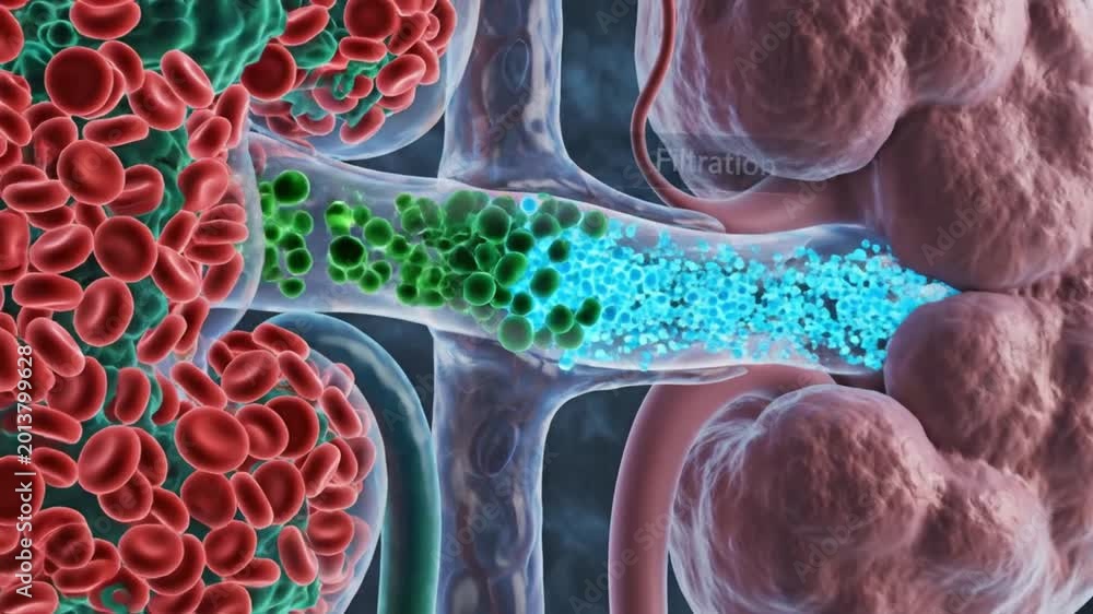 Scientific 3D medical animation of the filtration barrier in the ...