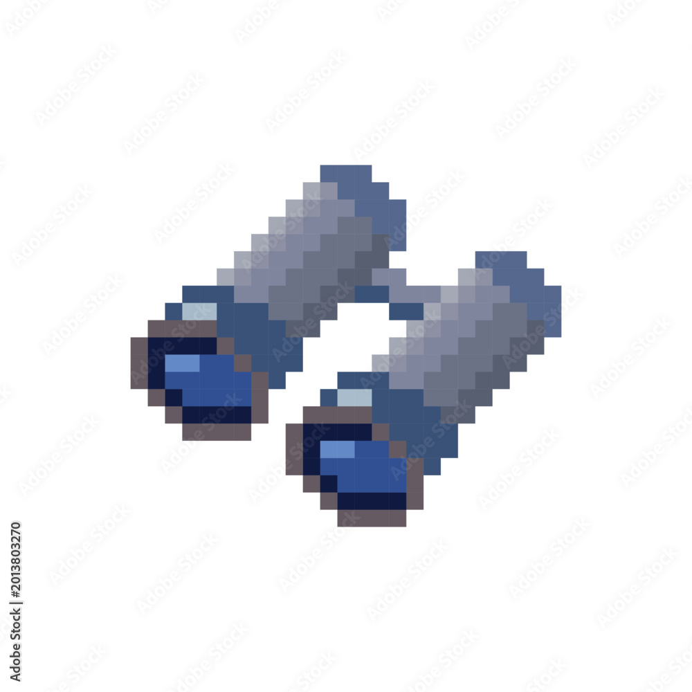 Obraz premium Vector binoculars illustration in retro 8-bit style for travel and scouting designs