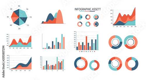 Tableau sur toile Collection of infographic elements and data visualization charts.